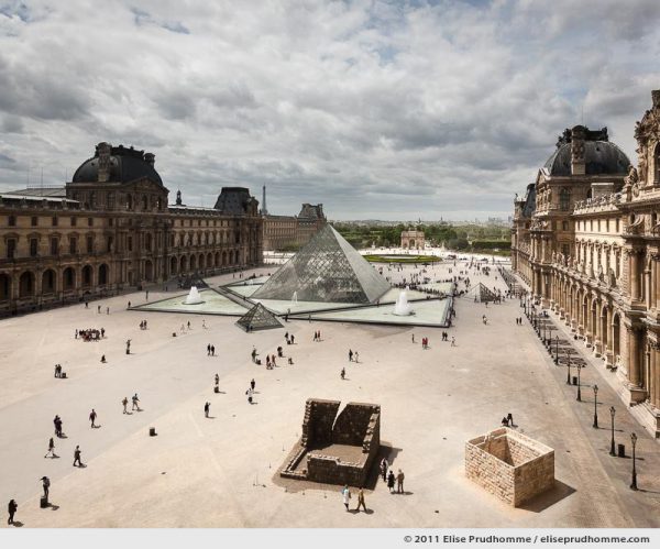 Overview of the Cour Napoléon, I.M. Pei's Pyramid and beyond from the Louvre Museum, Paris, France, 2011 by Elise Prudhomme