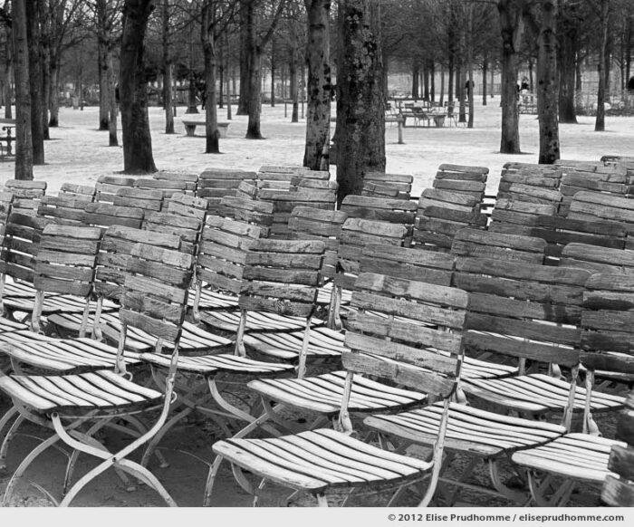 Parking, Tuileries Garden, Paris, France, 2012 (part of the series Yours, Mine, Le Nôtre's) by Elise Prudhomme.