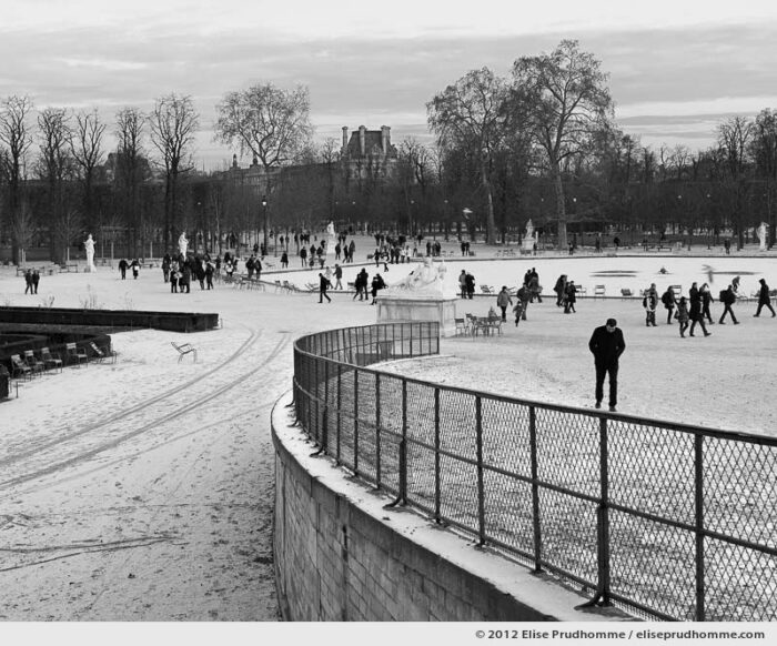 Patineur or Skater, Tuileries Garden, Paris, France, 2012 (part of the series Yours, Mine, Le Nôtre's) by Elise Prudhomme.