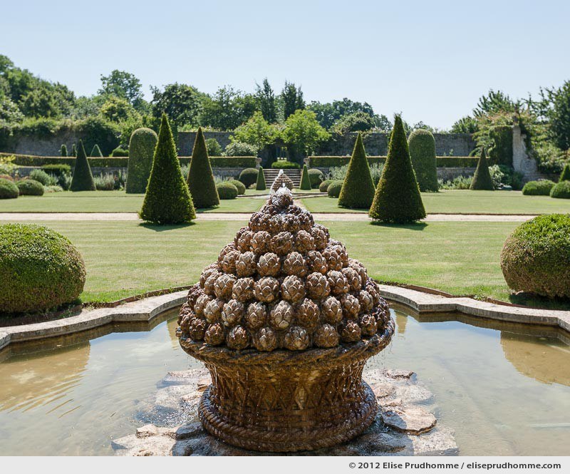 Artichoke fountain designed by Barbara Wirth, Brecy Castle Gardens, Saint Gabriel Brécy, France, 2012 (series Notable Gardens of France) by Elise Prudhomme.