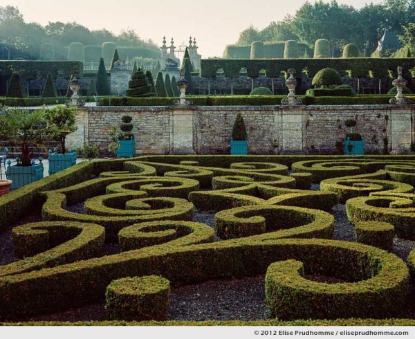 Formal boxwood parterre on ground level of Brecy Castle Gardens, Saint Gabriel Brécy, France, 2012 (series Notable Gardens of France) by Elise Prudhomme.