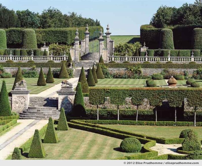 Château view of the formal gardens #3, Brecy Castle Gardens, Saint Gabriel Brécy, France, 2012 (series Notable Gardens of France) by Elise Prudhomme.