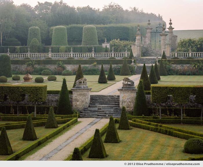 Château view of the formal gardens #1, Brecy Castle Gardens, Saint Gabriel Brécy, France, 2012 (series Notable Gardens of France) by Elise Prudhomme