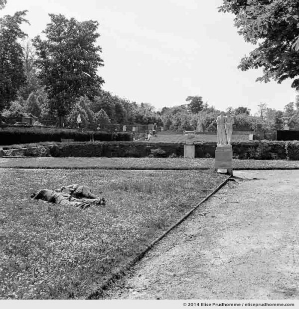 Napping in the Allée des Statues, Saint-Cloud Park, France (series Yours, Mine, Le Nôtre's) by Elise Prudhomme.