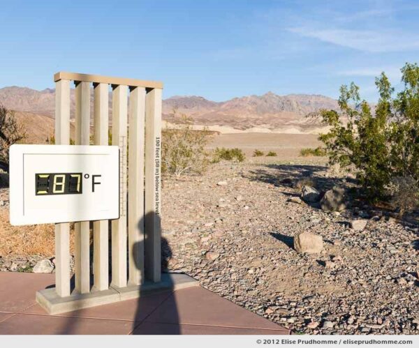Self-portrait at 87 fahrenheit, Furnace Creek Visitor Center, California, USA, 2015 (series Wild Wild West) by Elise Prudhomme.
