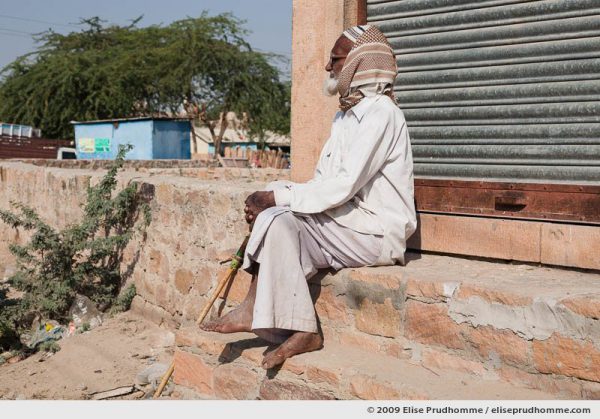 Elderly Indian man wearing traditional clothing in Rohet village, Rajasthan, Jodphur, Northern India, 2009 by Elise Prudhomme.