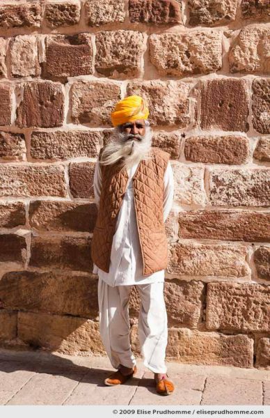 Indian man in national costume in the Mehrangarh Fort, Jodhpur, Rajasthan, Northern India, 2009 by Elise Prudhomme.