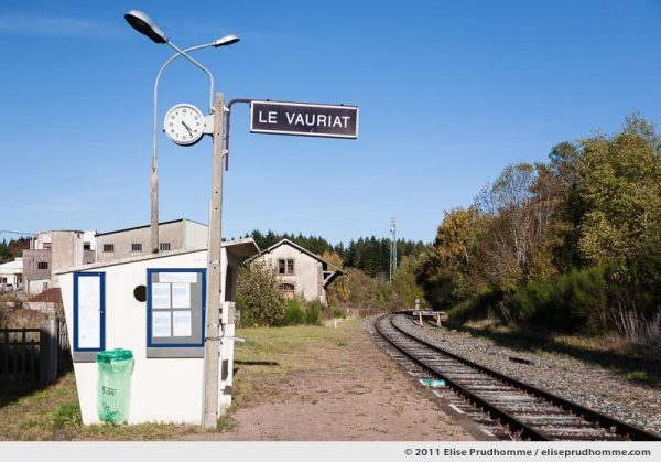 Le Vauriat Railway Station, a rural train stop on the Eygurande - Merlines to Clermont-Ferrand line, France, 2011 by Elise Prudhomme.