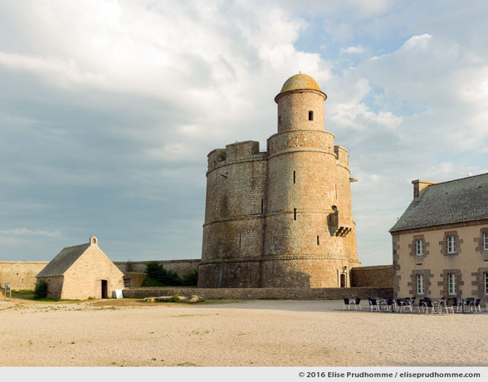 Chapel and Vauban Tower situated inside the fortifications, Tatihou Island, Saint-Vaast-la-Hougue, France.