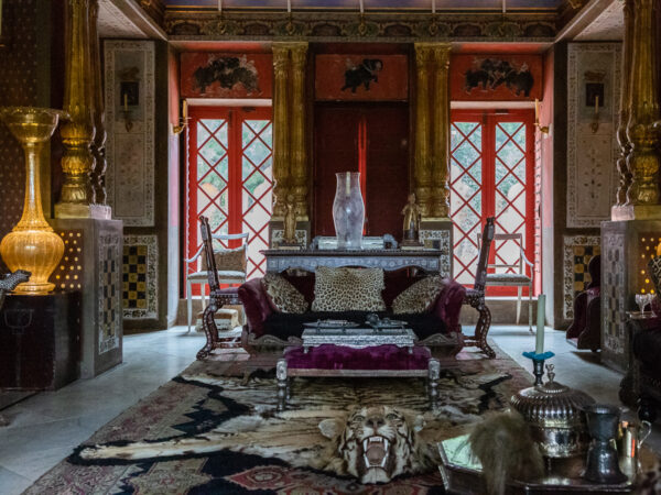 Tiger skin in the Palace of Dreams, Château du Champ de Bataille, Normandy, France.