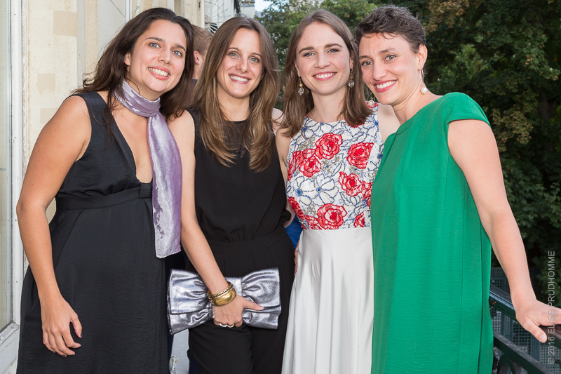 The bride and friends during her wedding reception at the Cercle de l'Union Interalliée, Paris, France.