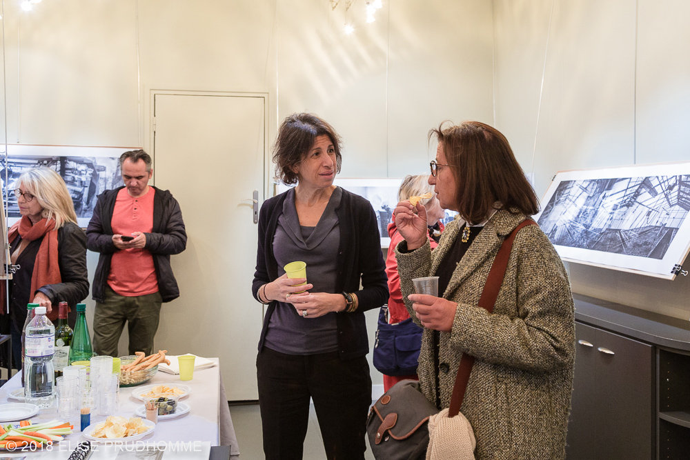 Images taken at opening night of the photography exhibition "Lieux-dits" by Elise Prudhomme at Studio Galerie B&B in Paris, France.