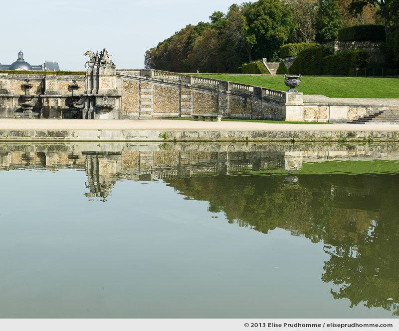 View of the cascades from the Canal de la Poêle, Vaux-le-Vicomte Castle and Garden, Maincy, France. 2013 (series Yours, Mine, Le Nôtre's) by Elise Prudhomme.