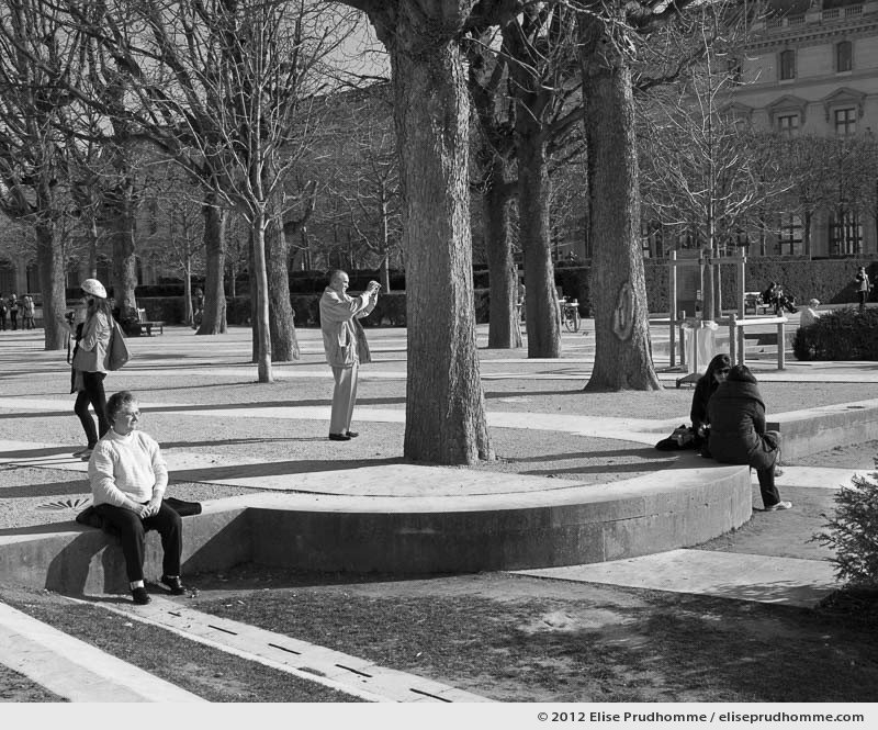 Points cardinaux or Cardinal Points, Tuileries Garden, Paris, France, 2012 (part of the series Yours, Mine, Le Nôtre's) by Elise Prudhomme.