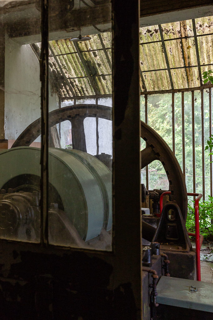 Detail of the motor fabricated by Ruston & Hornsby, UK at Saint Gabriel Mill.  Restoration of the Saint-Gabriel Flour Mill, Saint-Gabriel-Brecy, France.