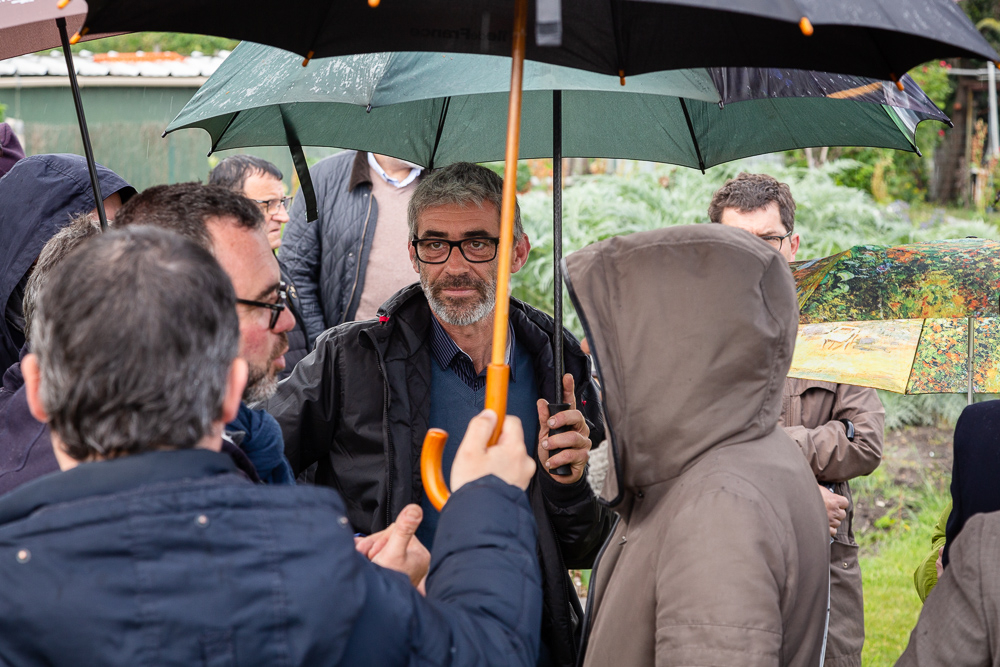 Chief gardener Franck Ponthier during the official inauguration of the Urban Farm of Saint-Denis on May 11, 2019. L'inauguration de la Ferme Urbaine de Saint-Denis le 11 mai 2019 avec Zone Sensible / Parti Poétique et la Ferme Ouverte de Saint-Denis.