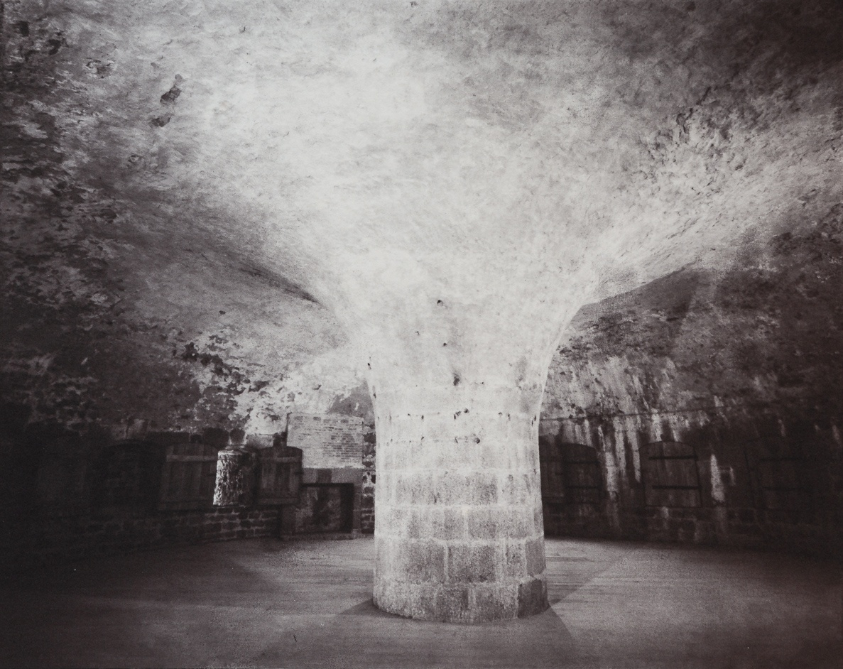 Salle d'artillerie, Fort Vauban, Ile de Tatihou, France. This gold-toned kallitype print is part of the series Ferric, a large format analog photography study printed with iron-based alternative photography processes.