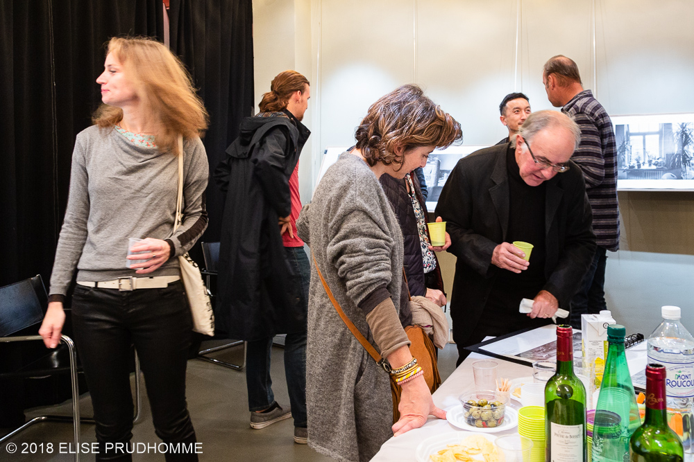 Images taken at opening night of the photography exhibition "Lieux-dits" by Elise Prudhomme at Studio Galerie B&B in Paris, France.