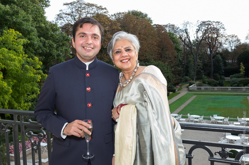 Groom and his mother during the wedding reception at the Cercle de l'Union Interalliée, Paris, France.
