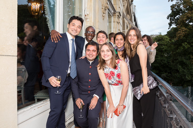 The bride and friends during her wedding reception at the Cercle de l'Union Interalliée, Paris, France.